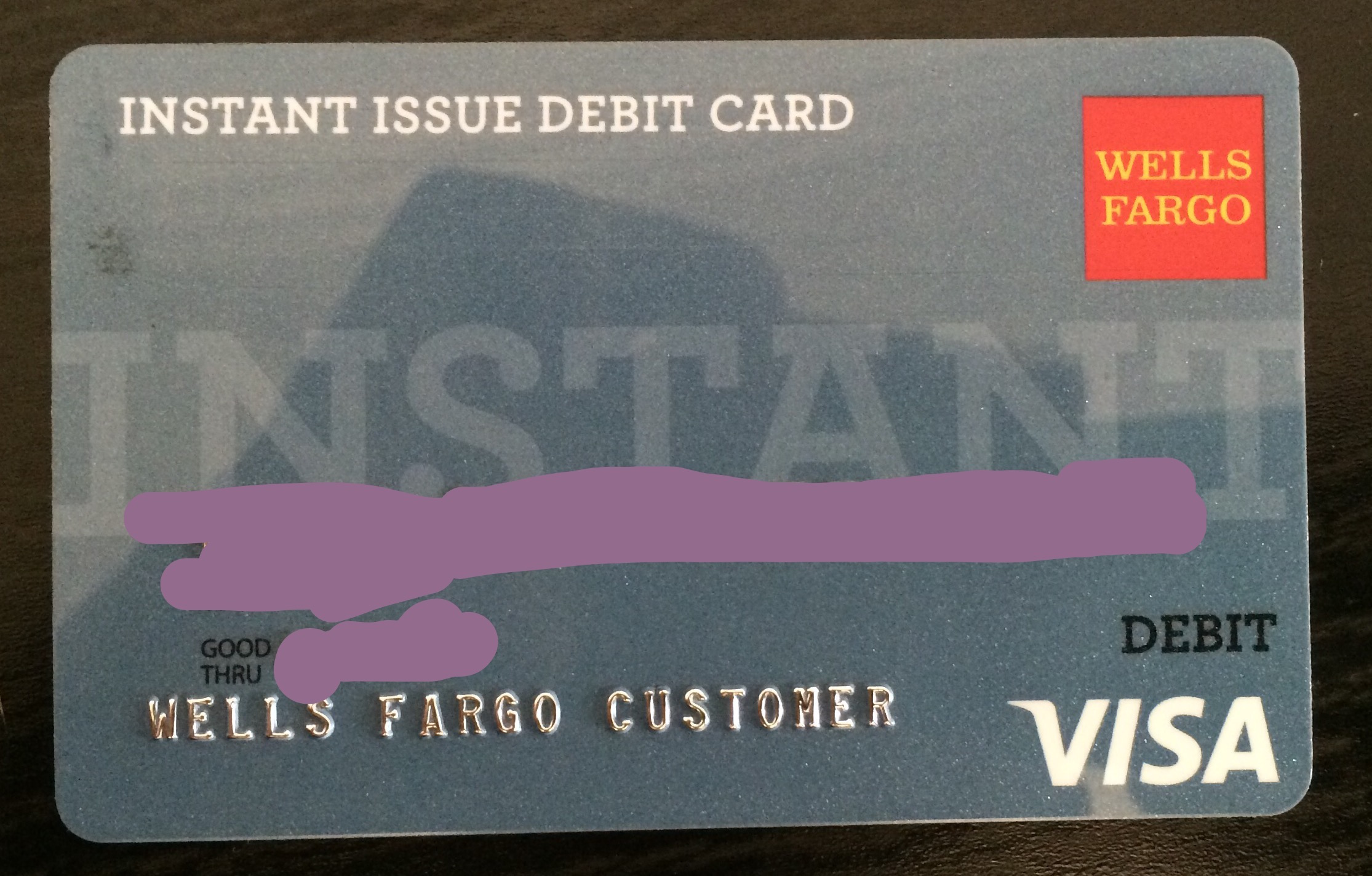 Wells Fargo, временная карта