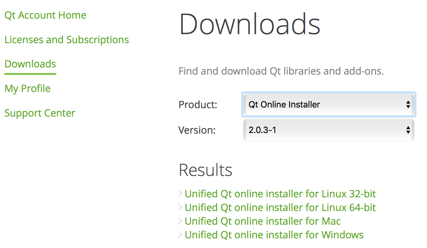 Qt Account downloads