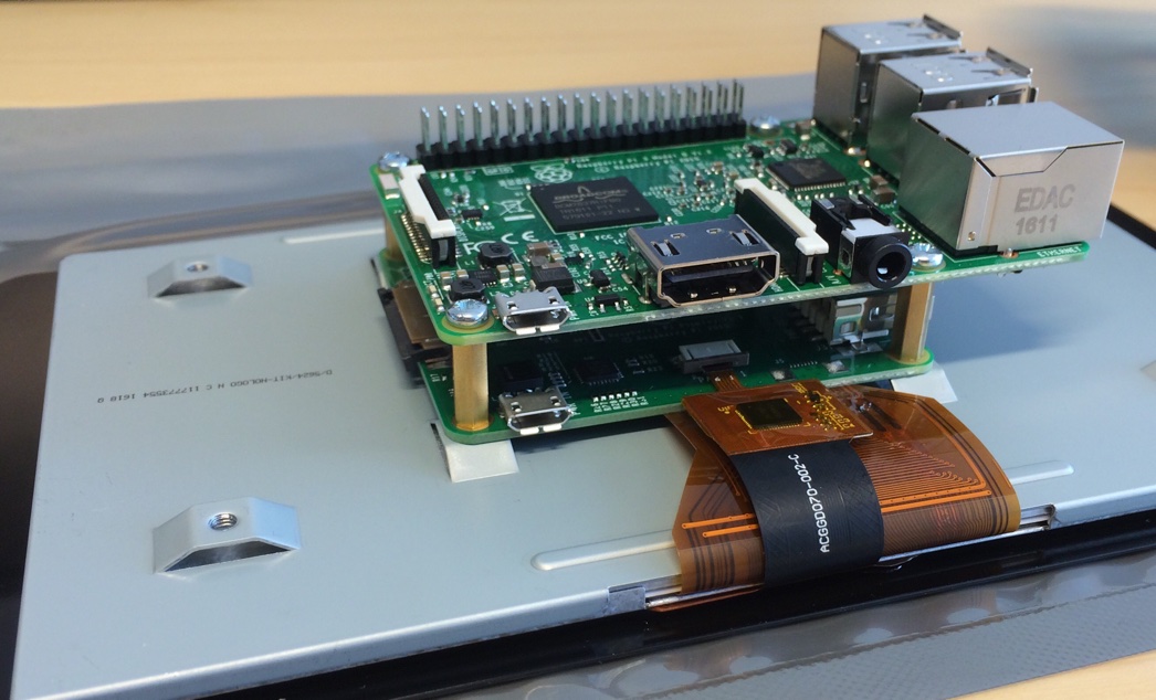 Raspberry Pi 3 with touchscreen attached