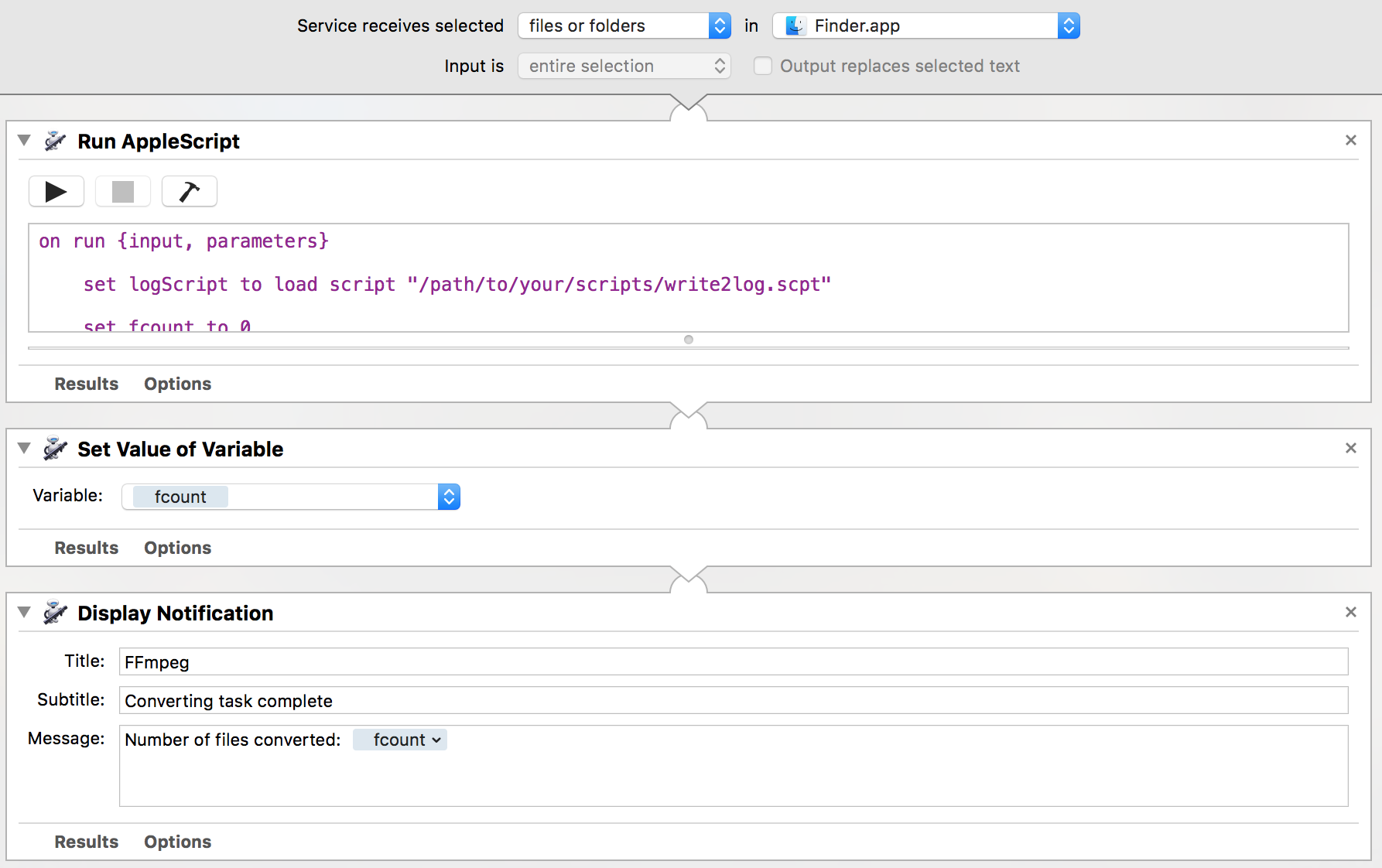 Automator, complete workflow