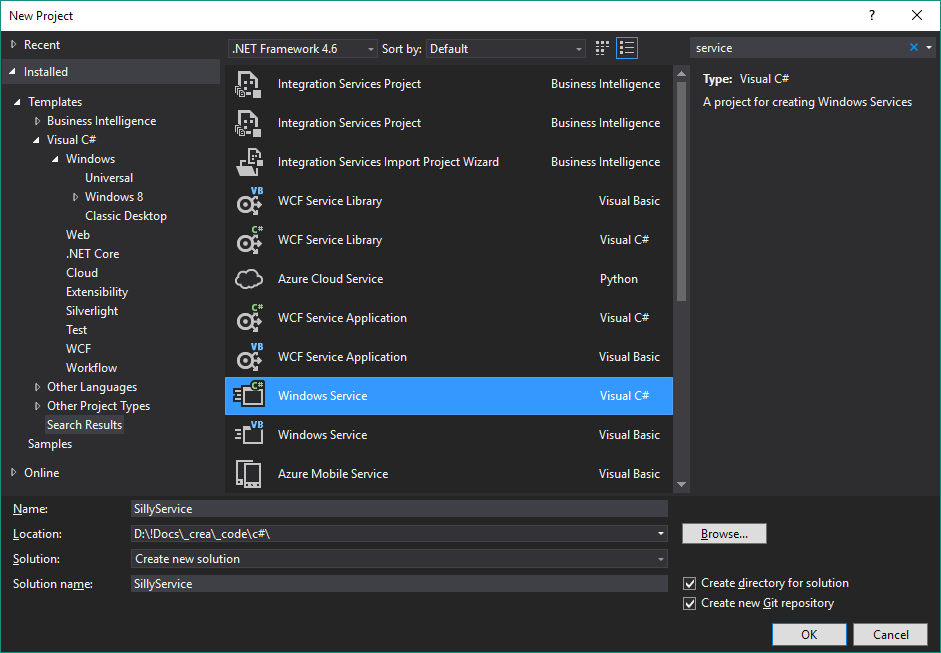 Visual Studio - New Project