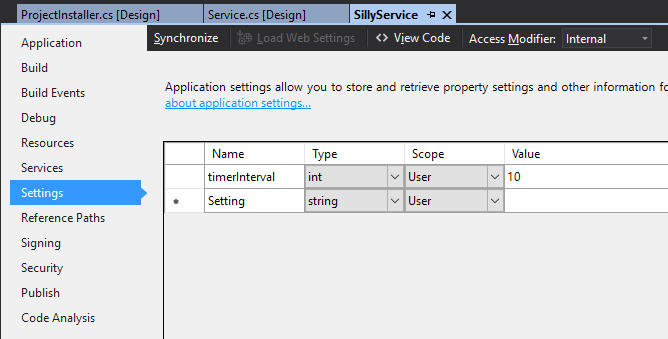Visual Studio - Project Settings