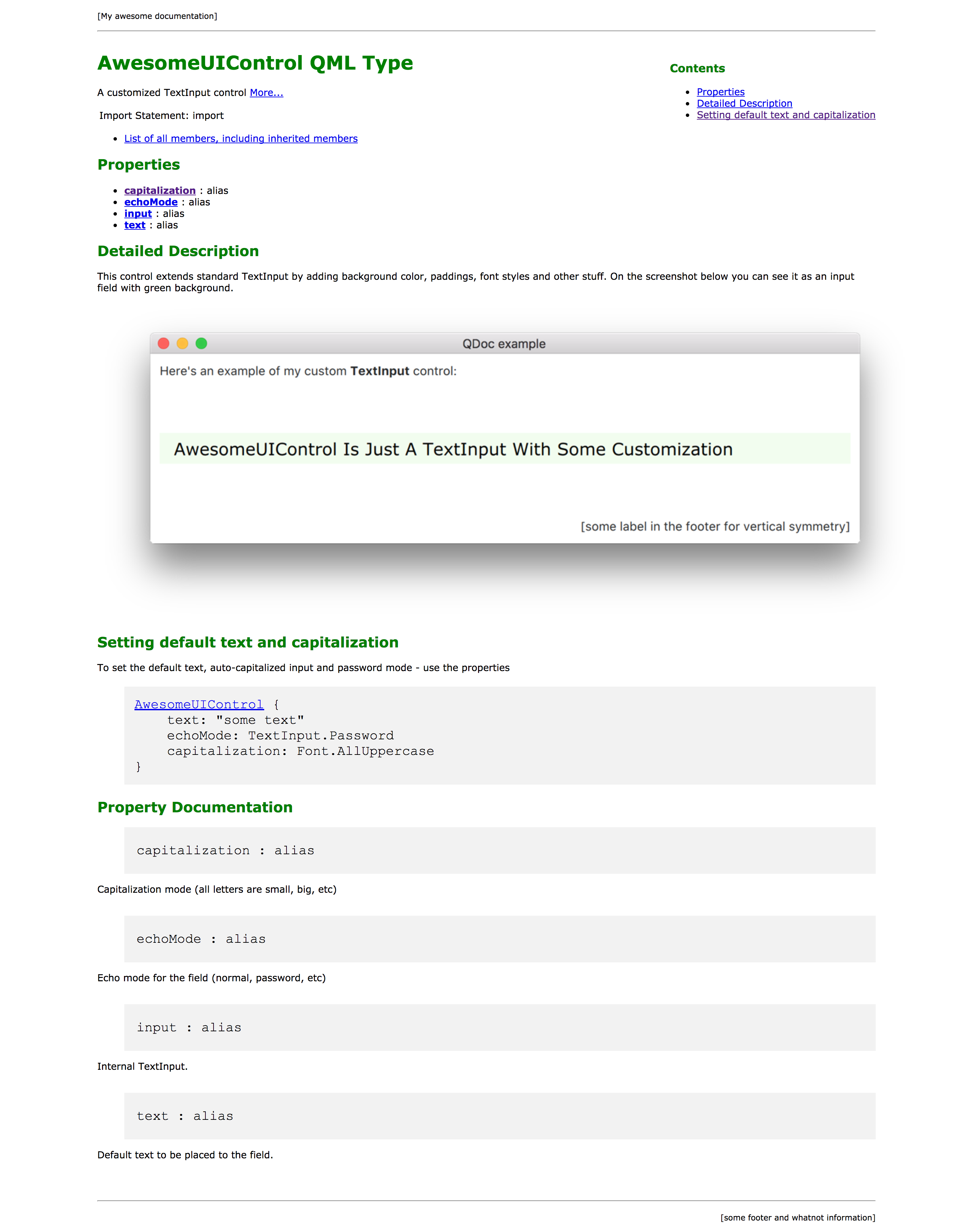 QDoc HTML output after some styling