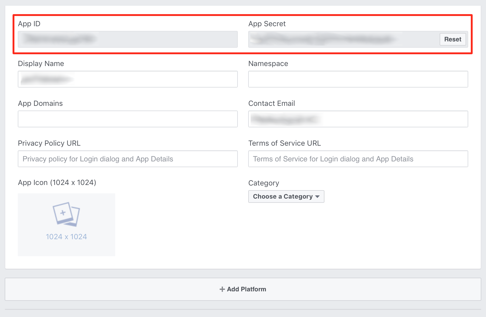 Facebook app settings