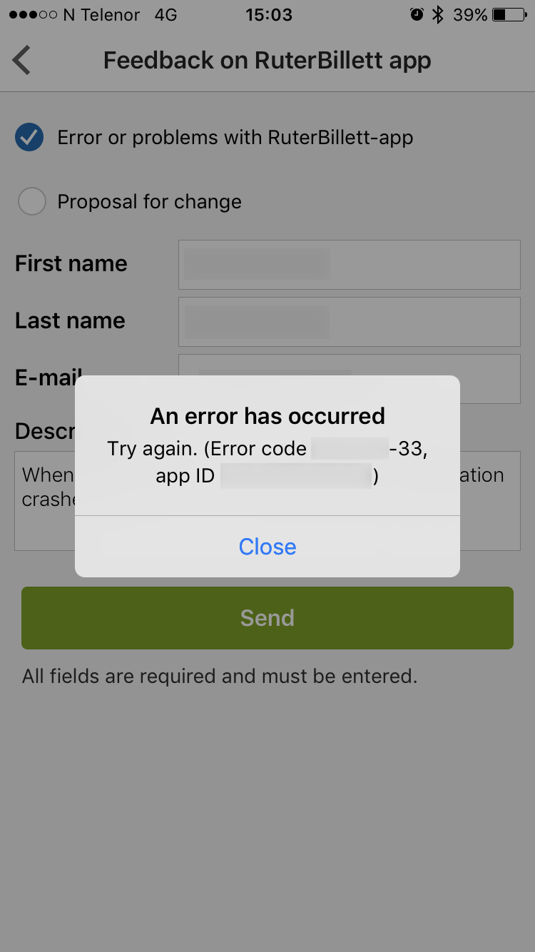 Ruter app fail