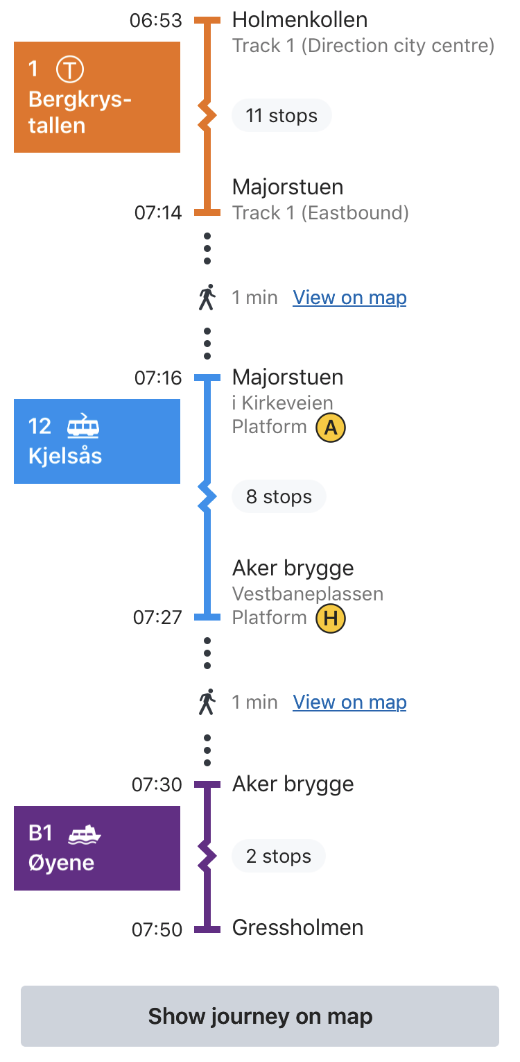 Ruter multi-transport route