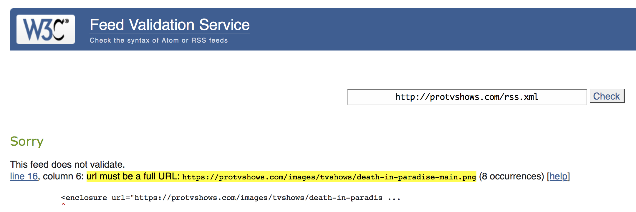 RSS invalid