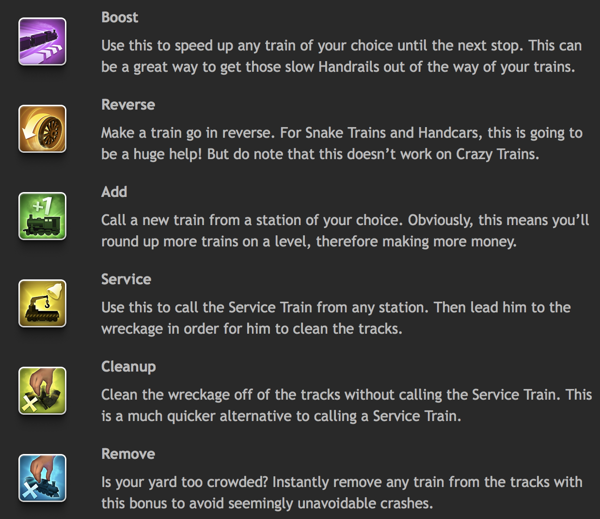Rails, bonuses