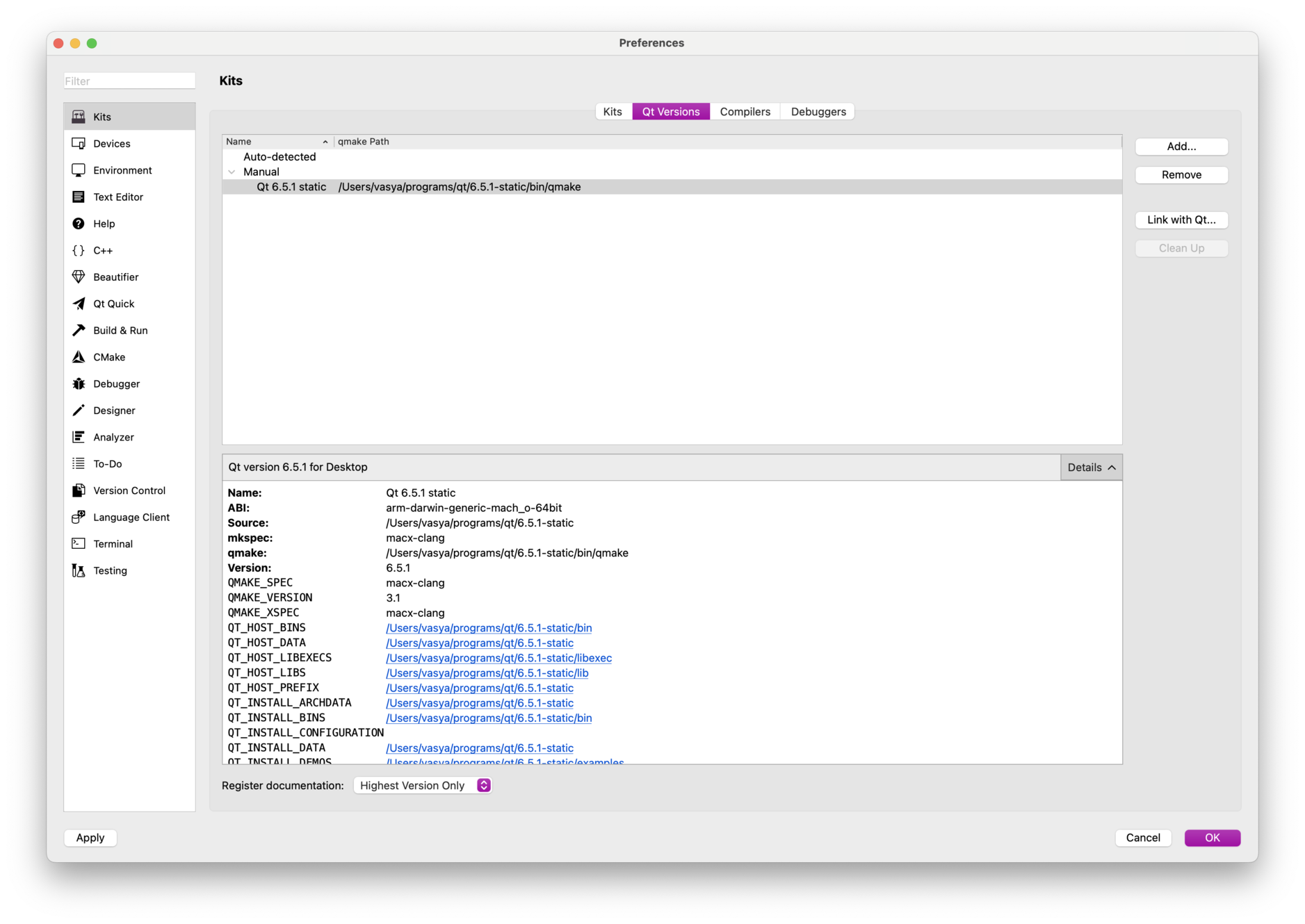 Qt Creator, Qt version on Apple silicon