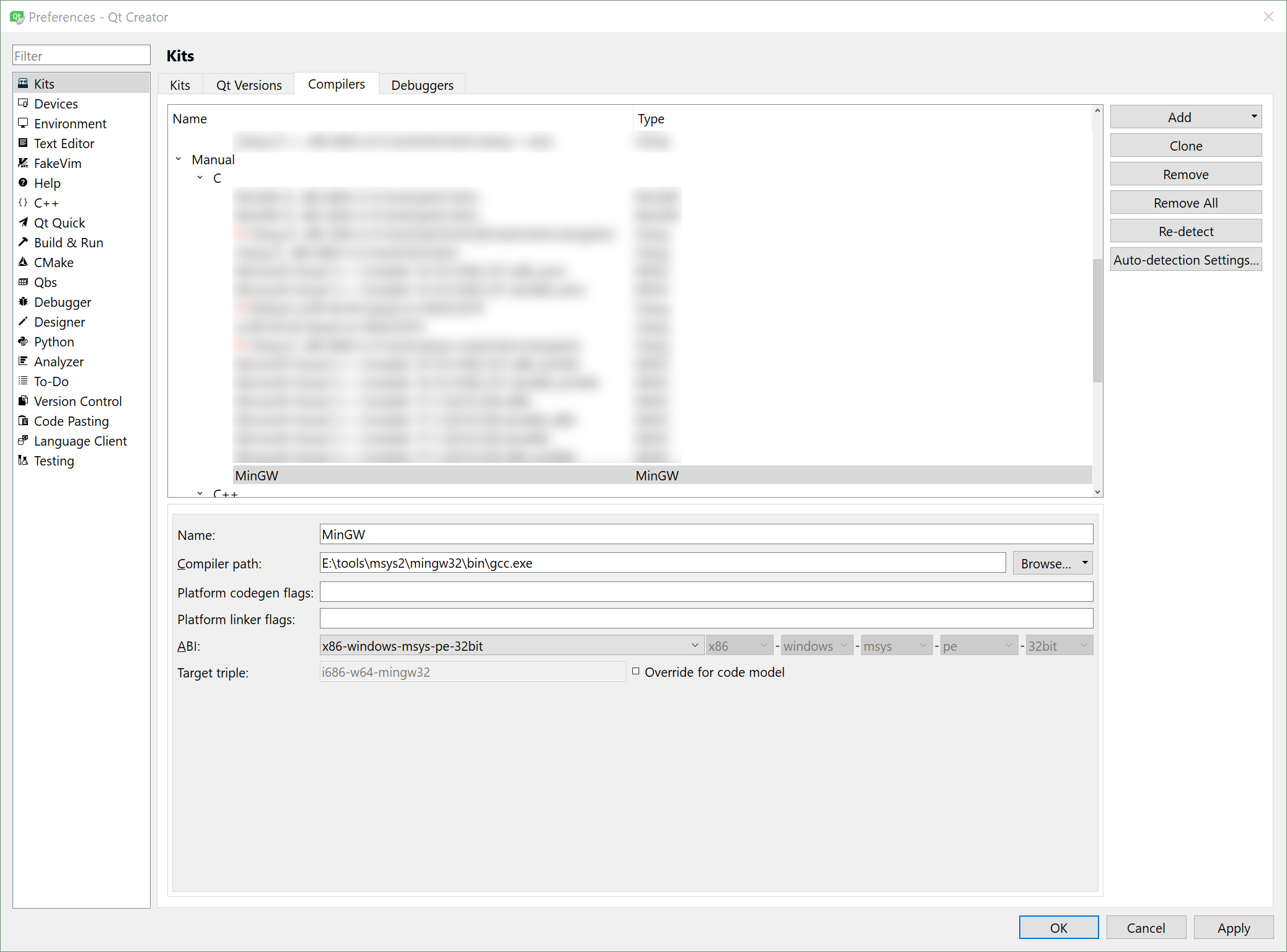 Qt Creator, MinGW, C compiler