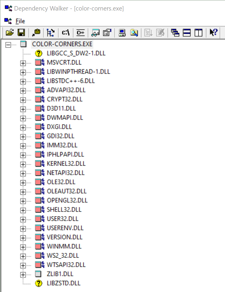 Dependency Walker, MinGW x32, CMake