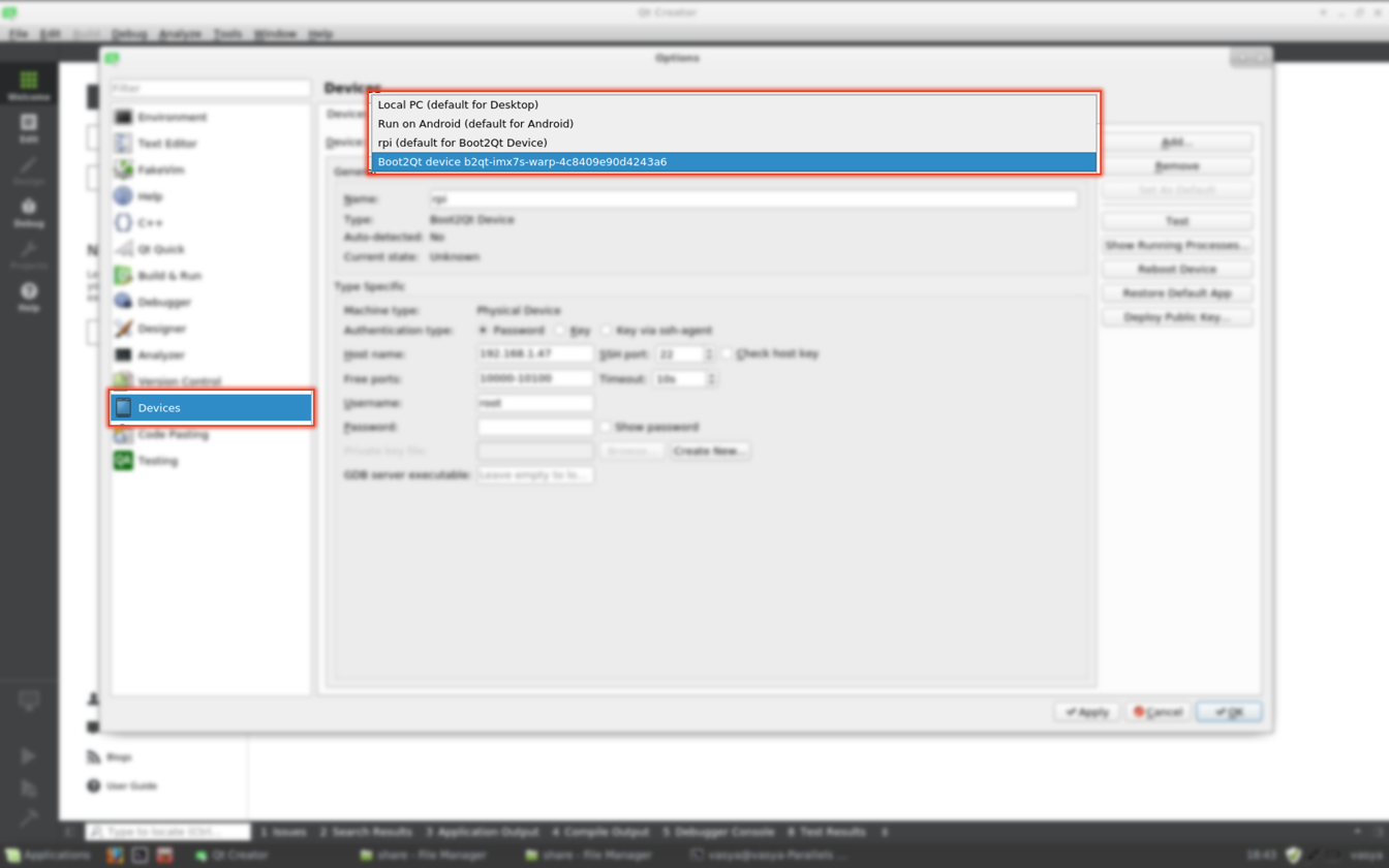 Qt Creator, auto-discovered device