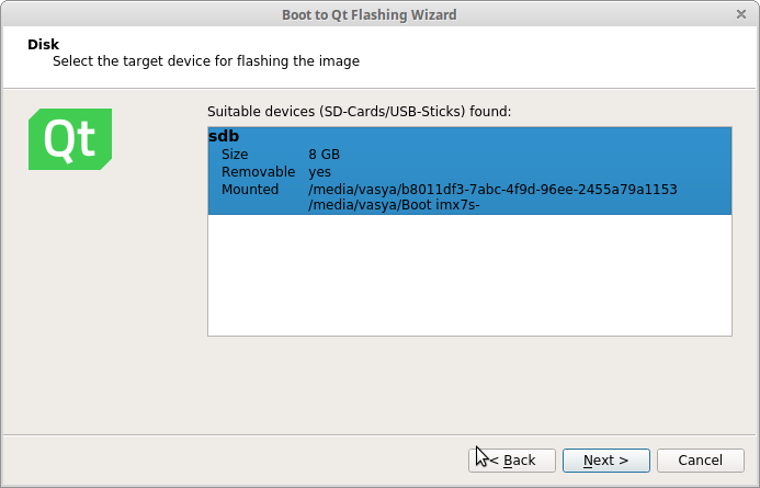 Boot to Qt, Flashing Wizard