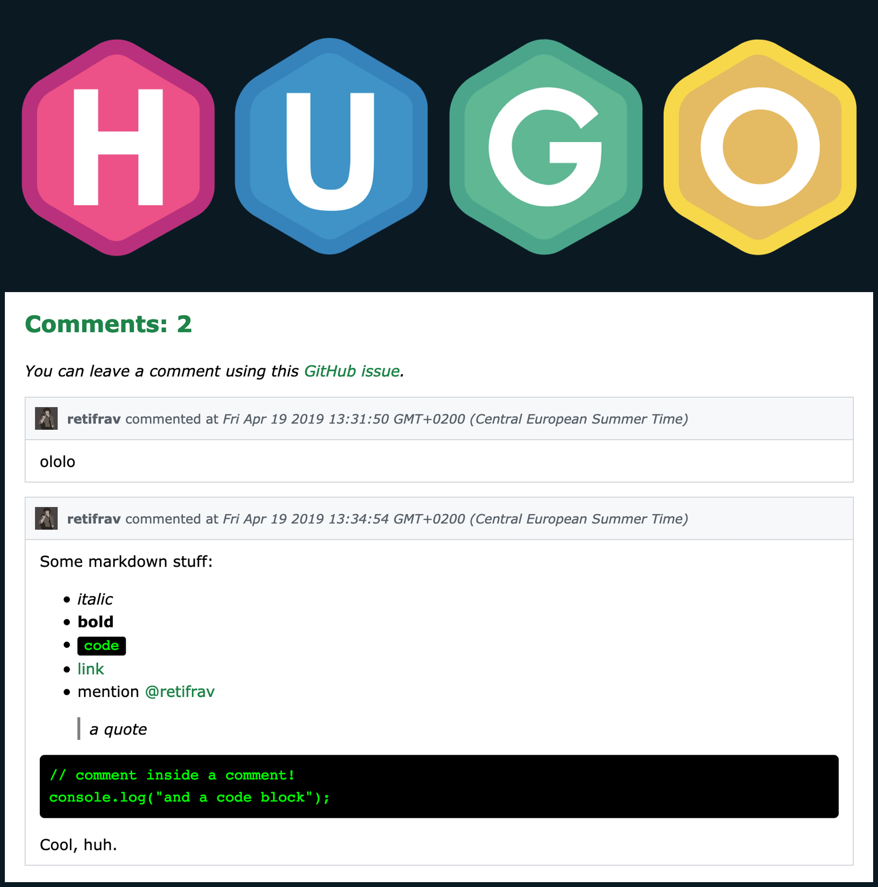 GitHub comments