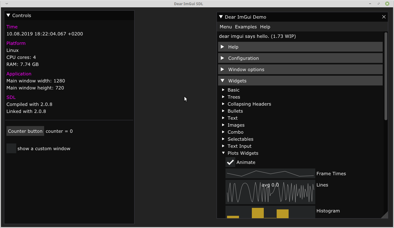 SDL and Dear ImGui on Linux