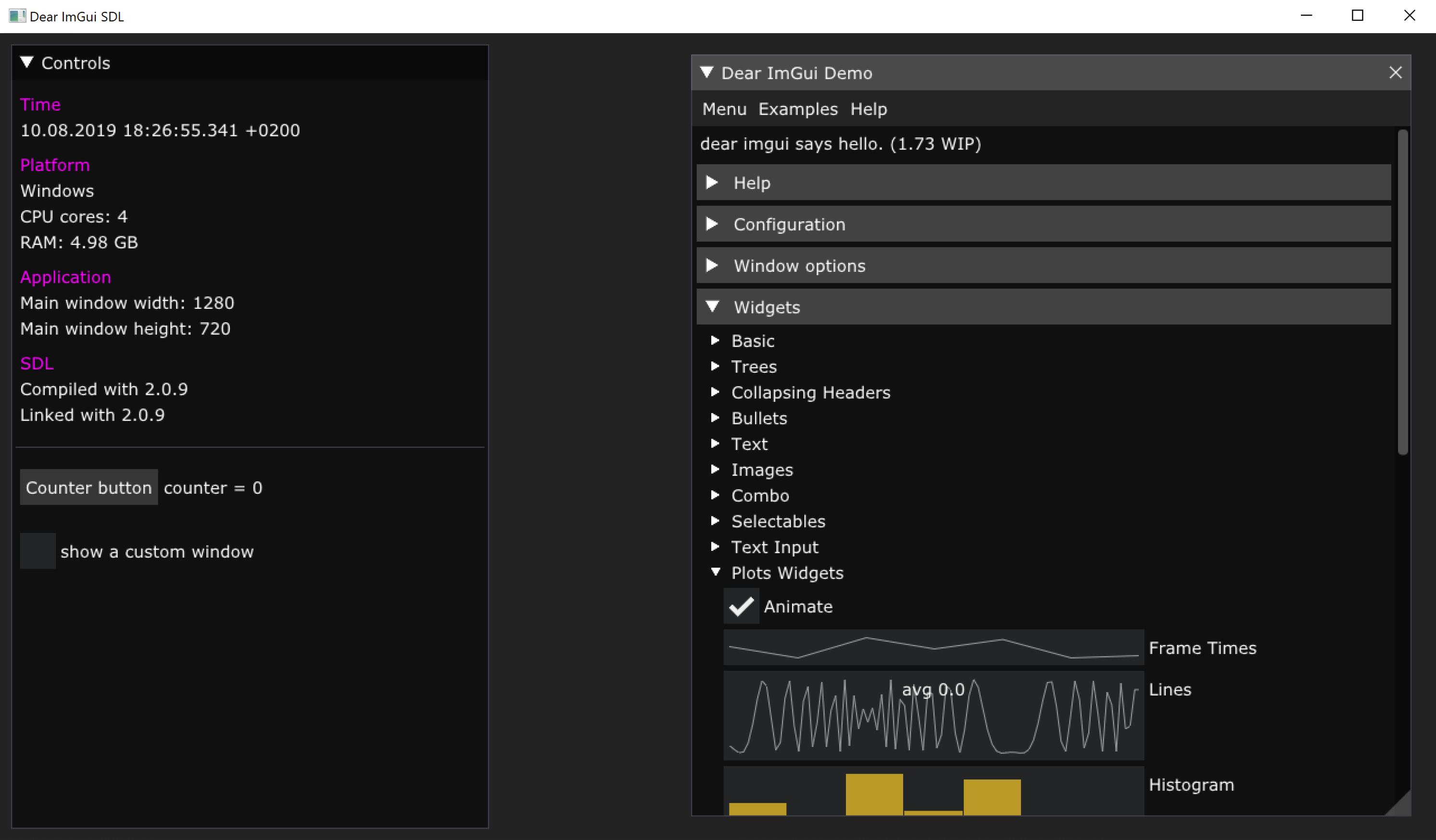 SDL and Dear ImGui on Windows
