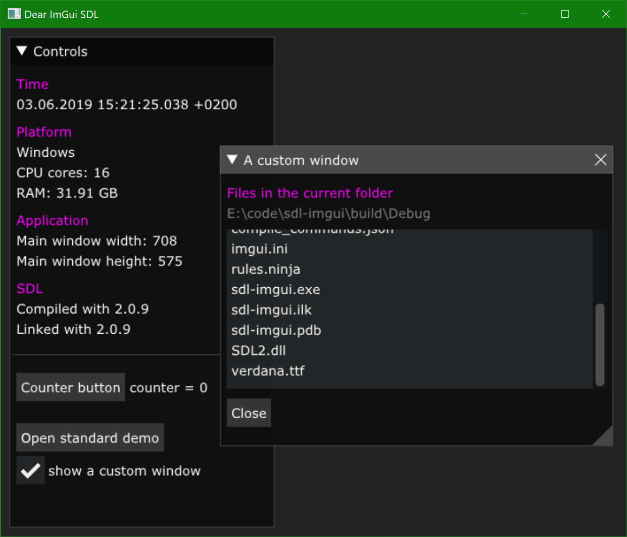 Dear ImGui list of files