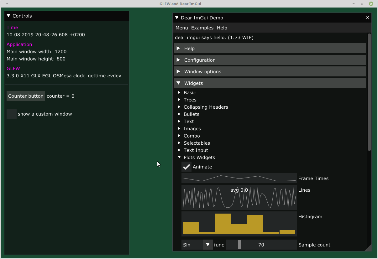 GLFW and Dear ImGui on Linux