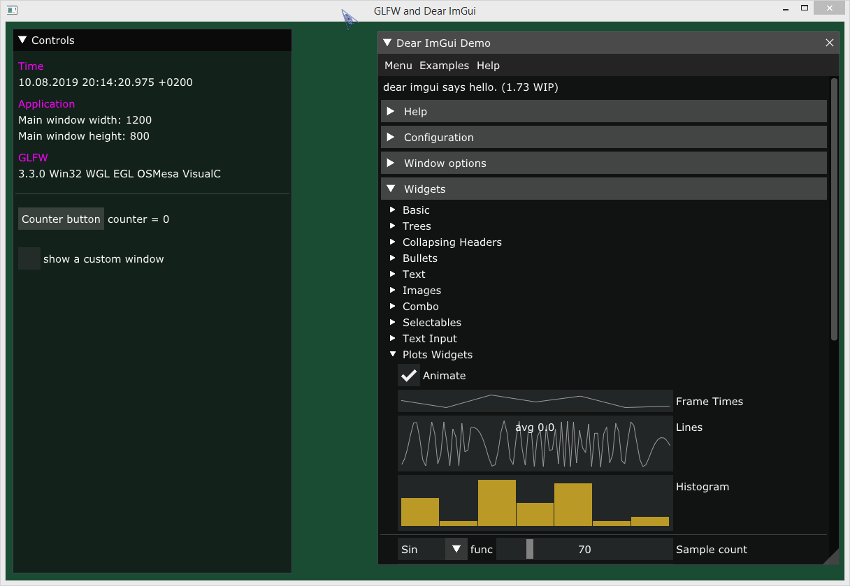 GLFW and Dear ImGui on Windows