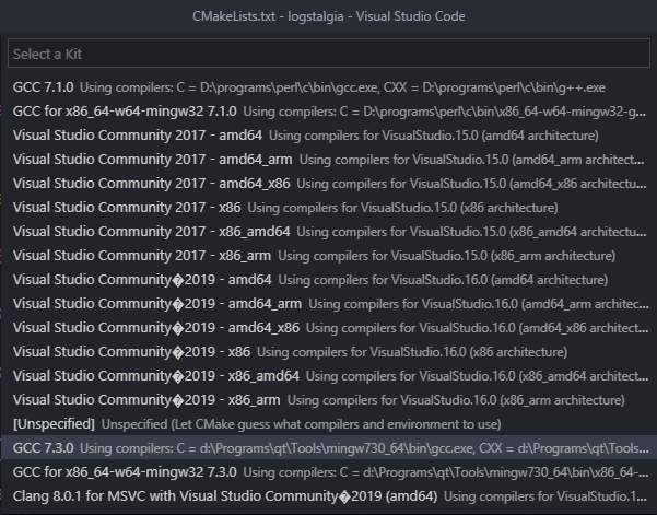 VS Code, CMake kit
