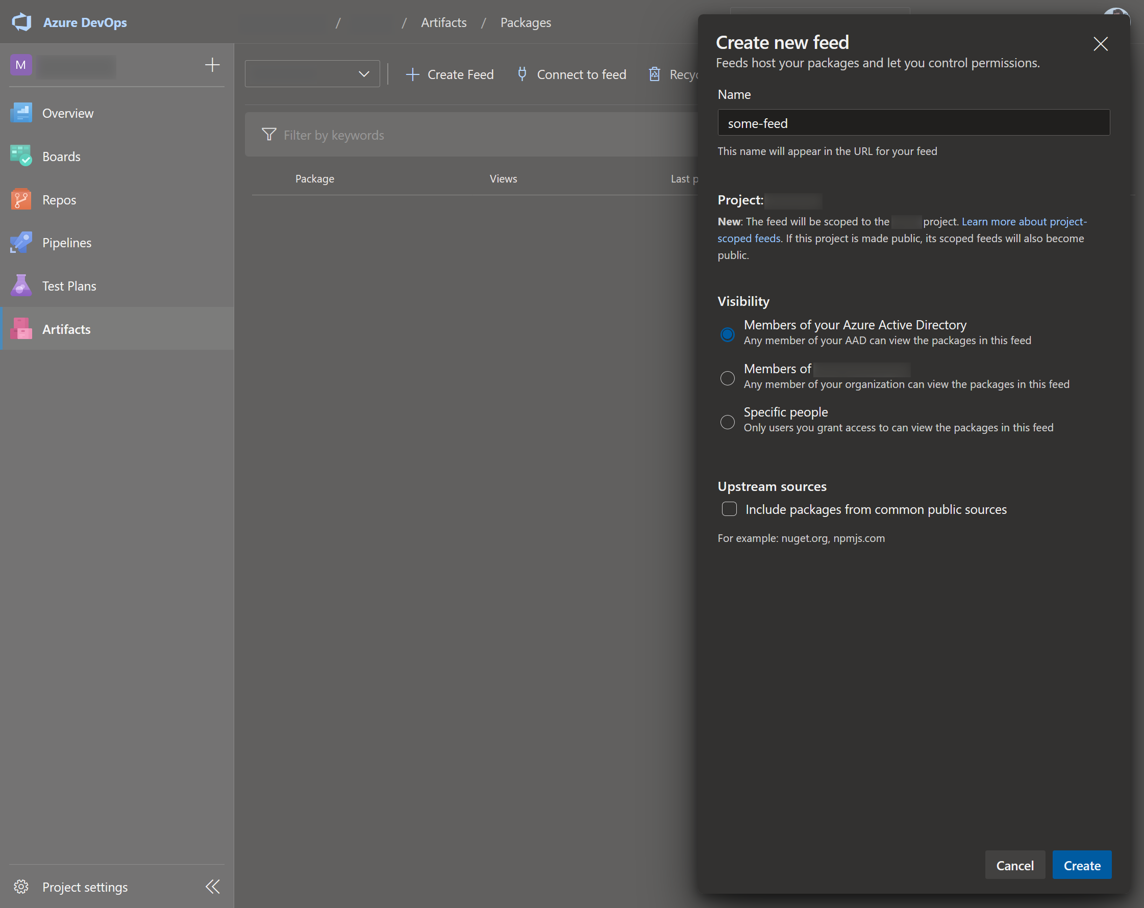 Azure DevOps, creating feed