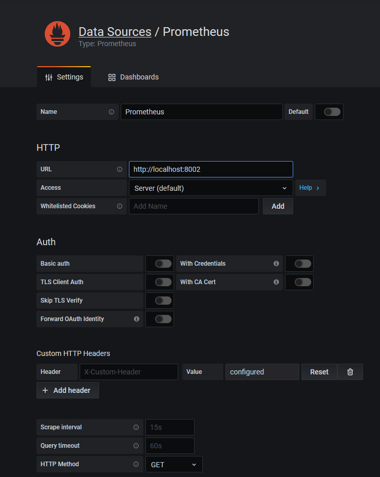Grafana correct Prometheus data source