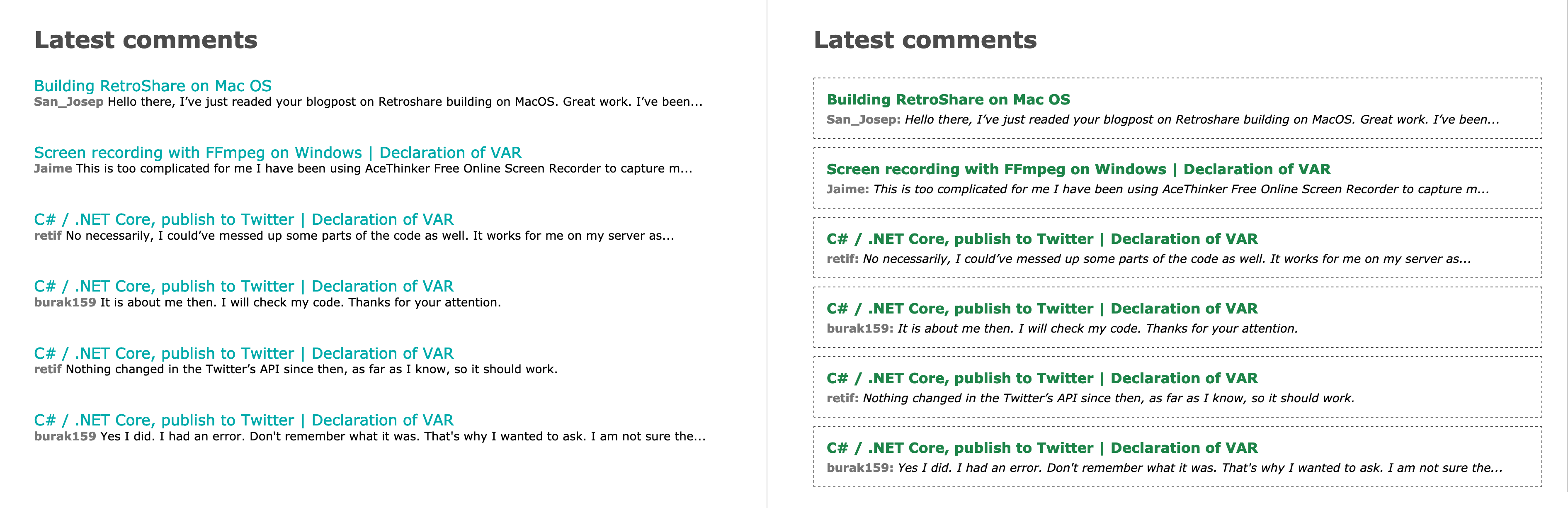 Styling Remark42 last comments widget