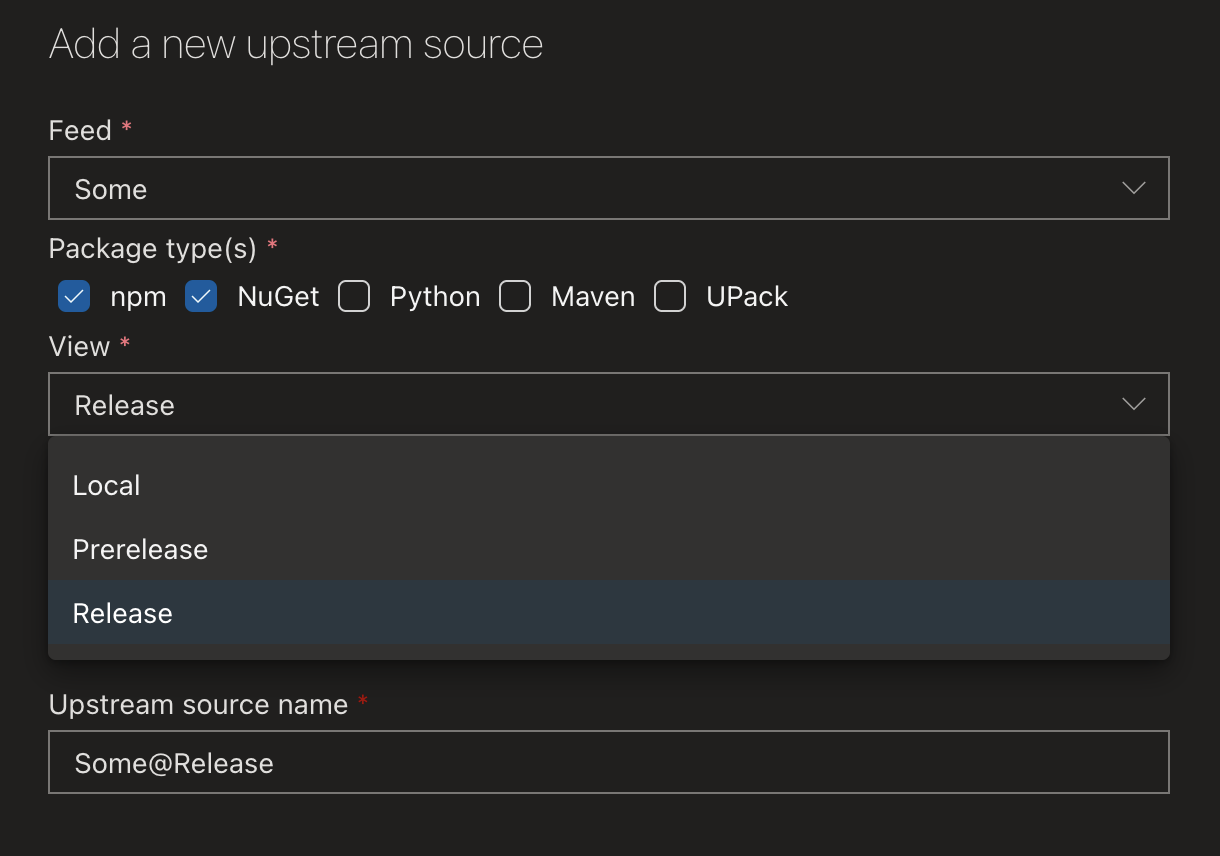 Azure DevOps Artifacts add new upstream source