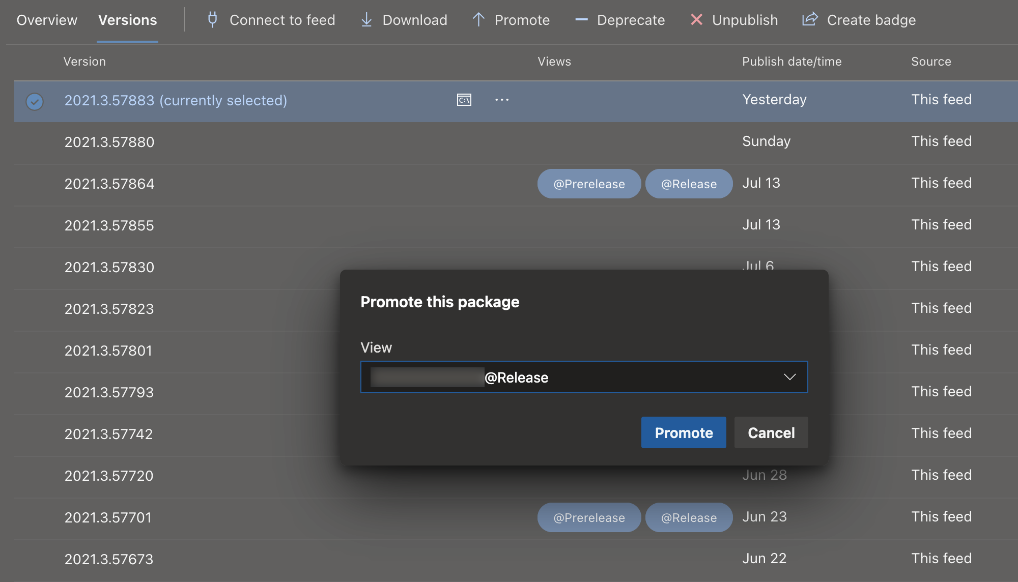 Azure DevOps Artifacts package version promotion