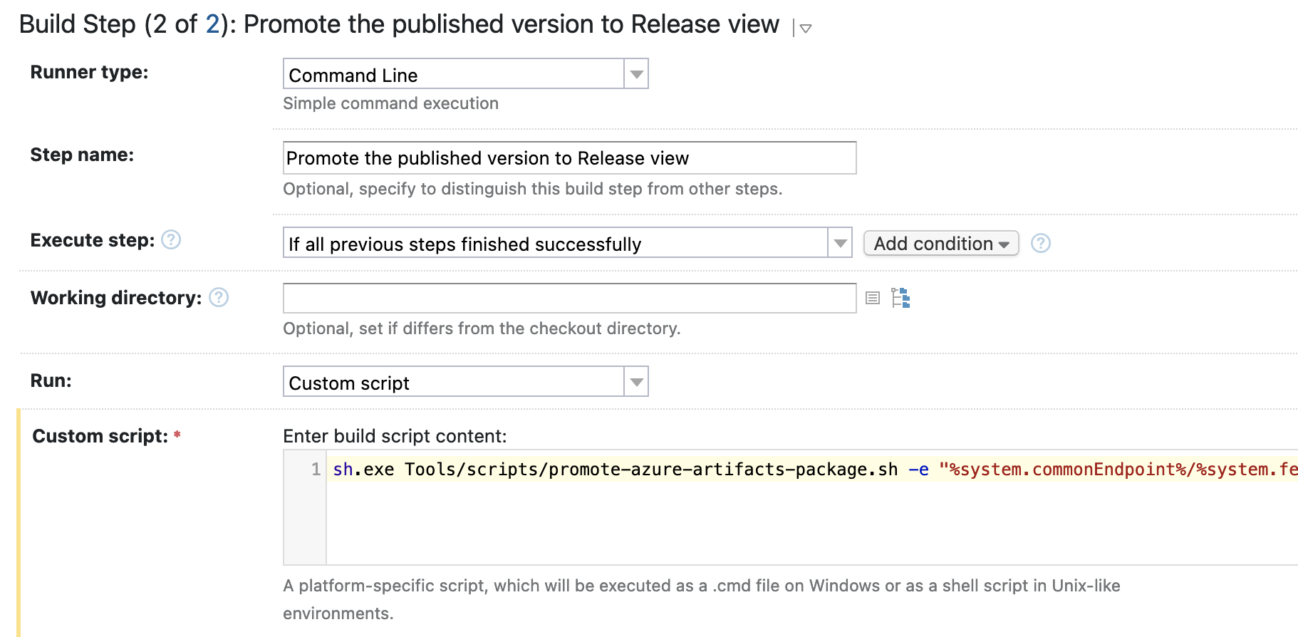 TeamCity build step script