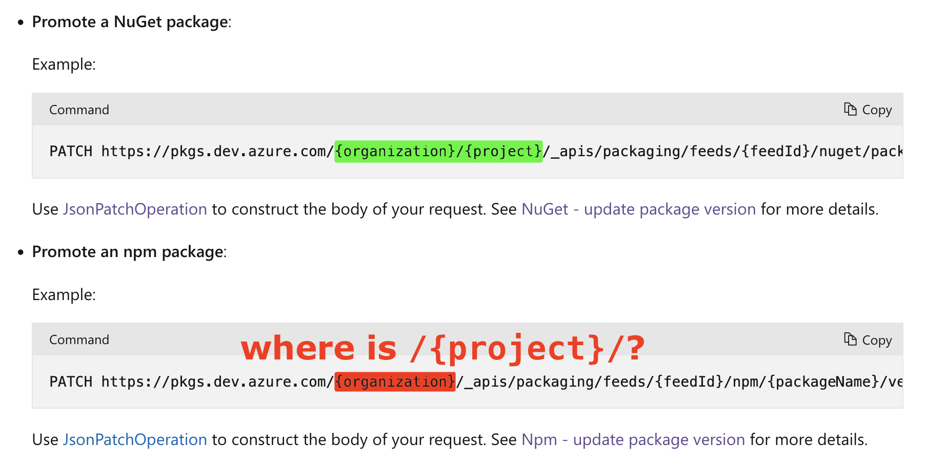 Azure DevOps Artifacts wrong promotion URL
