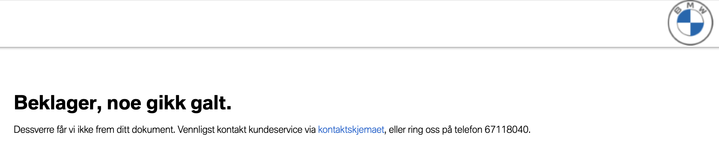 BMW Financial Services, vikar 404