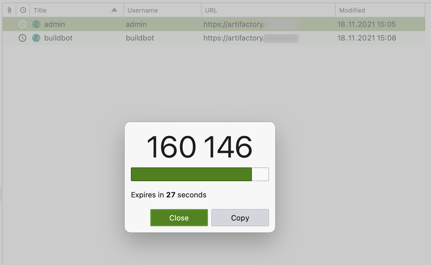KeePass XC, TOTP code
