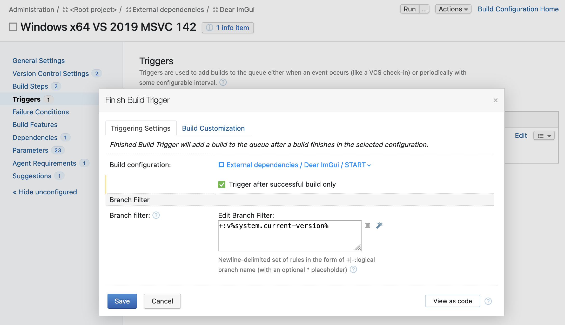 TeamCity, configuration trigger