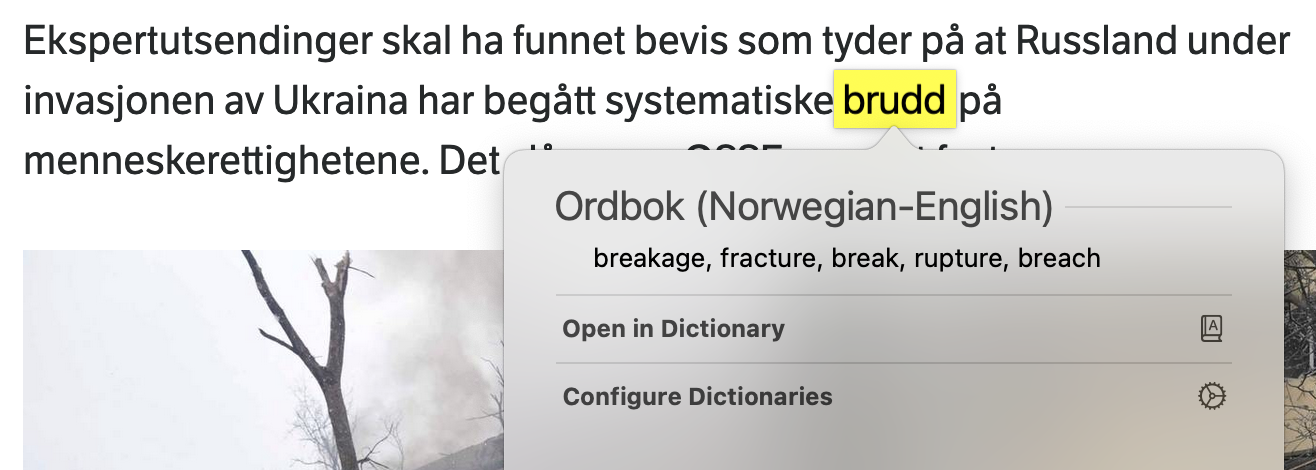 Mac OS Dictionary lookup
