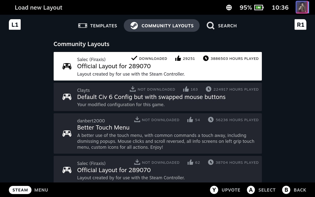Steam Deck, Civilization VI community layouts