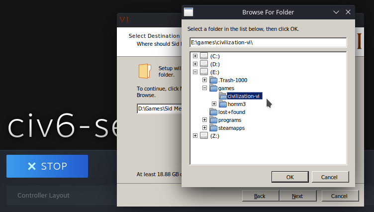 Steam, Windows game installer, choosing path