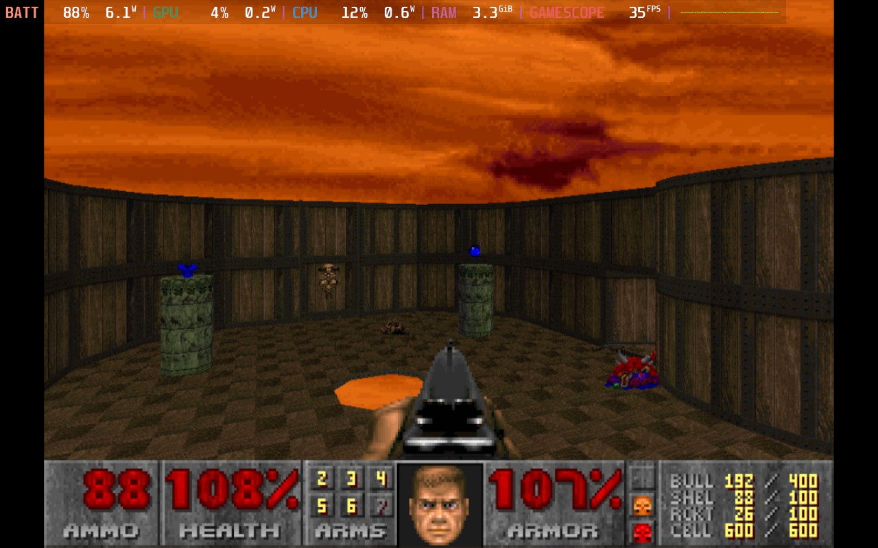 Steam Deck, DooM, MangoHud metrics