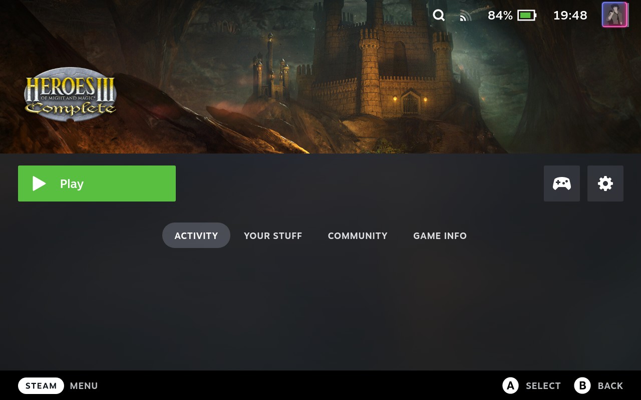 HoMM 3 in Steam game gallery in Gaming mode