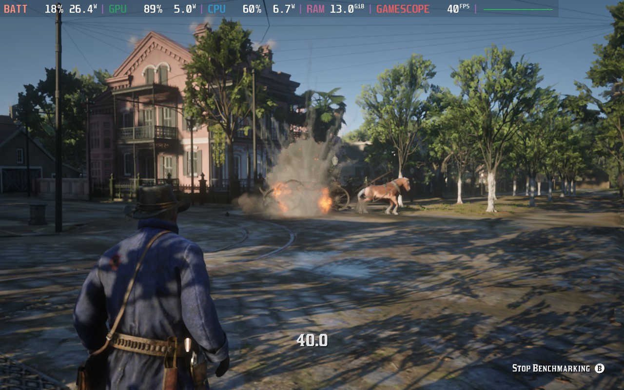 Steam Deck, Red Dead Redemption 2, MangoHud metrics