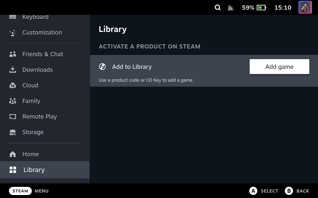 Steam Deck, redeeming Steam key