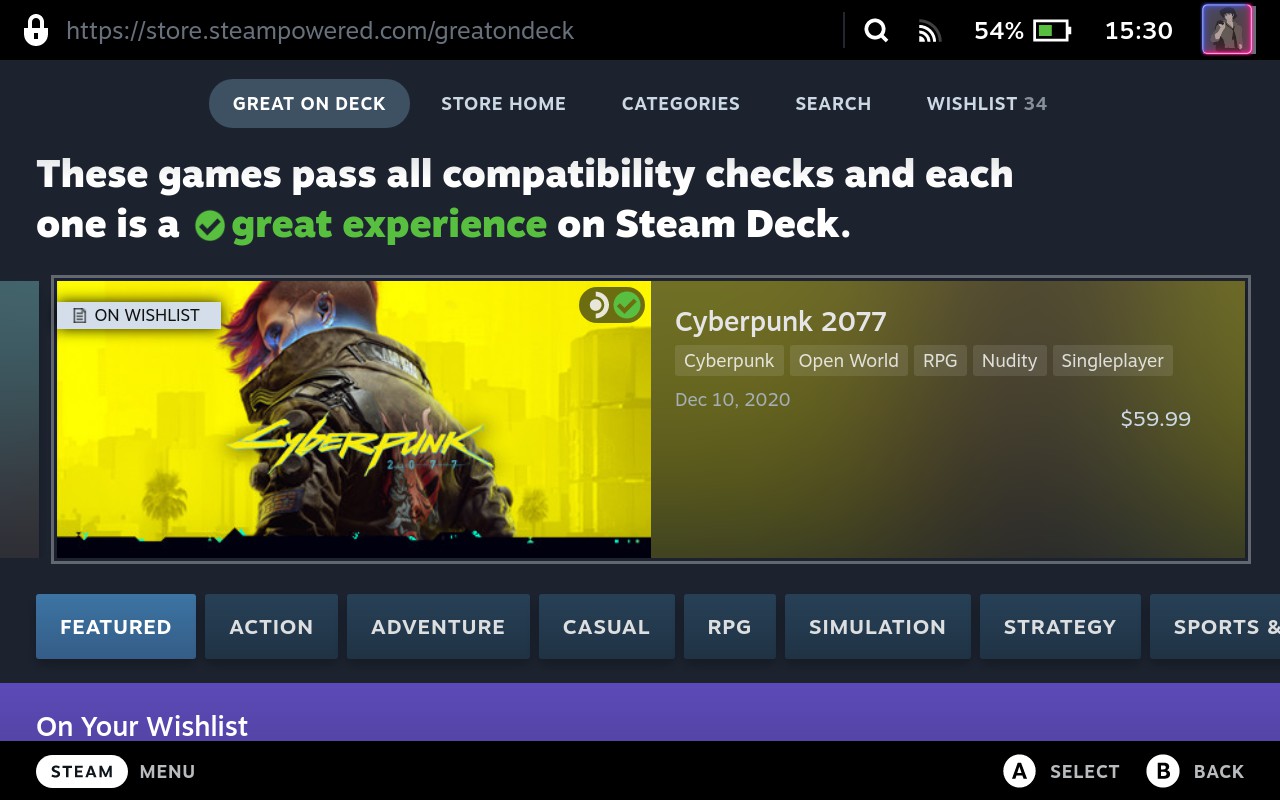 Steam Deck, store
