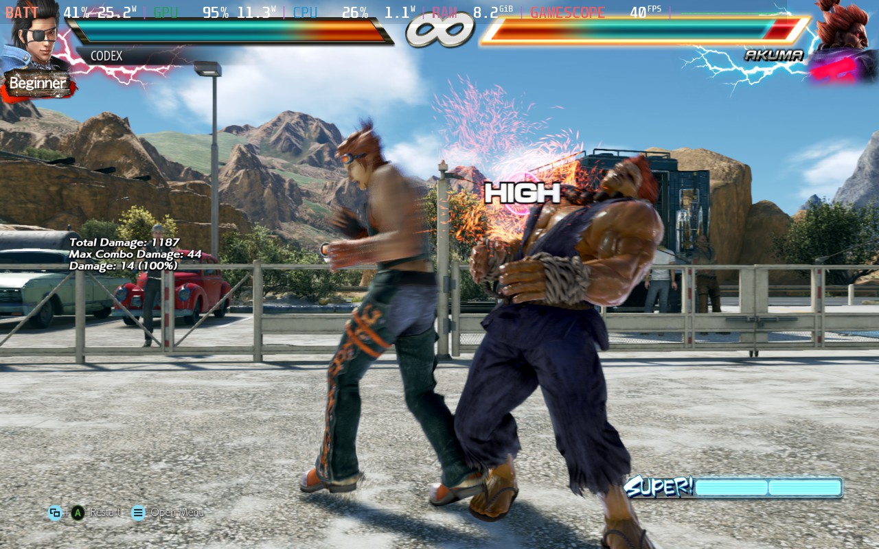 Steam Deck, Tekken 7, MangoHud metrics