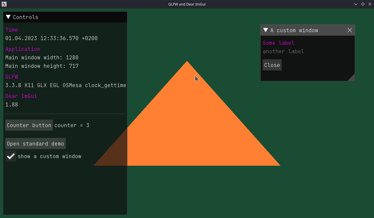Steam Deck, GLFW Dear ImGui example built from sources