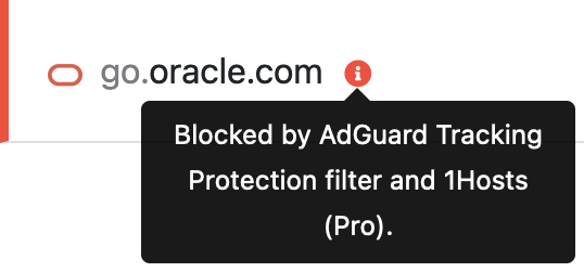 NextDNS blocks go.oracle.com