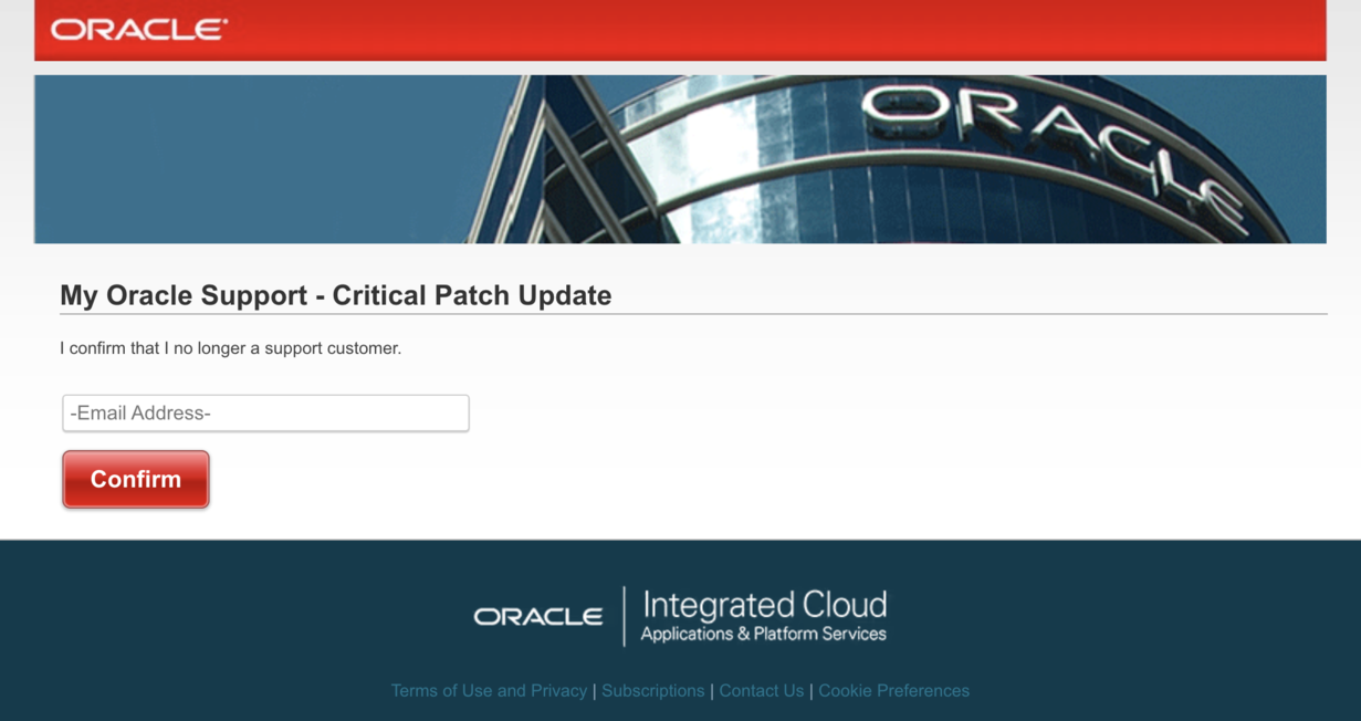 Oracle form for confirming no longer a customer