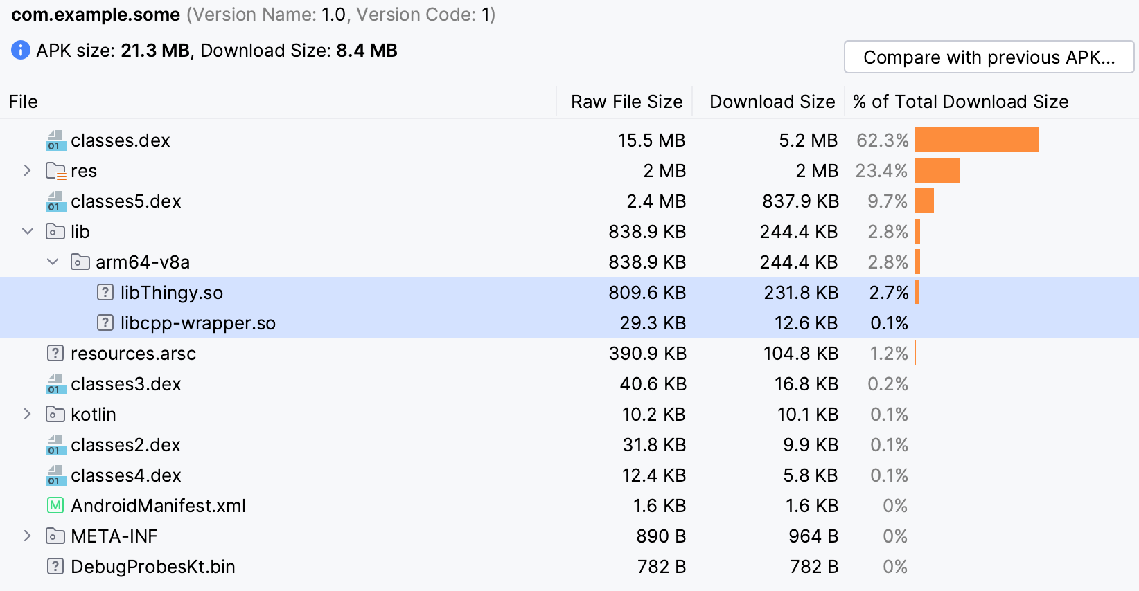 Android Studio, Analyze APK