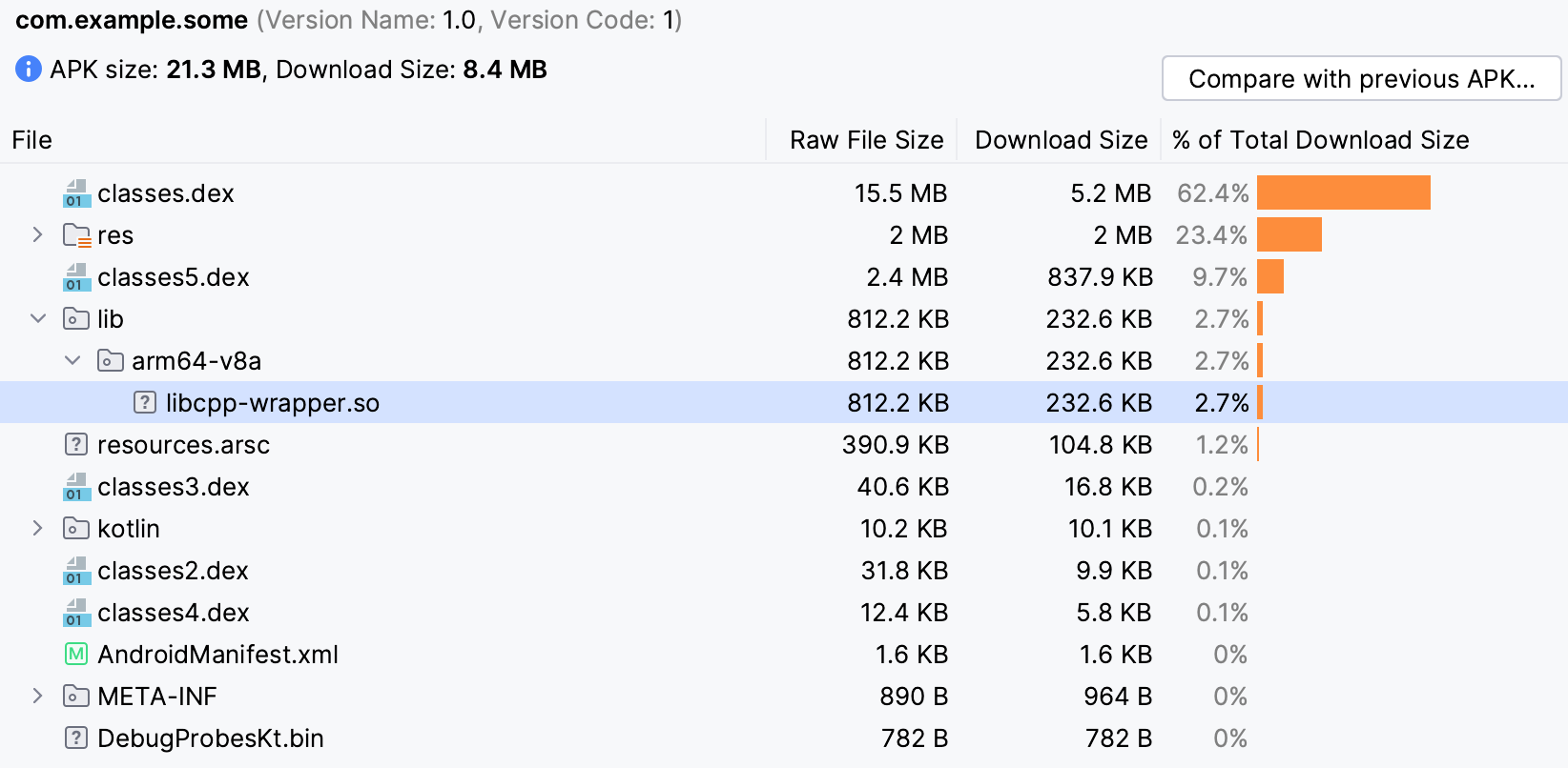 Android Studio, Analyze APK