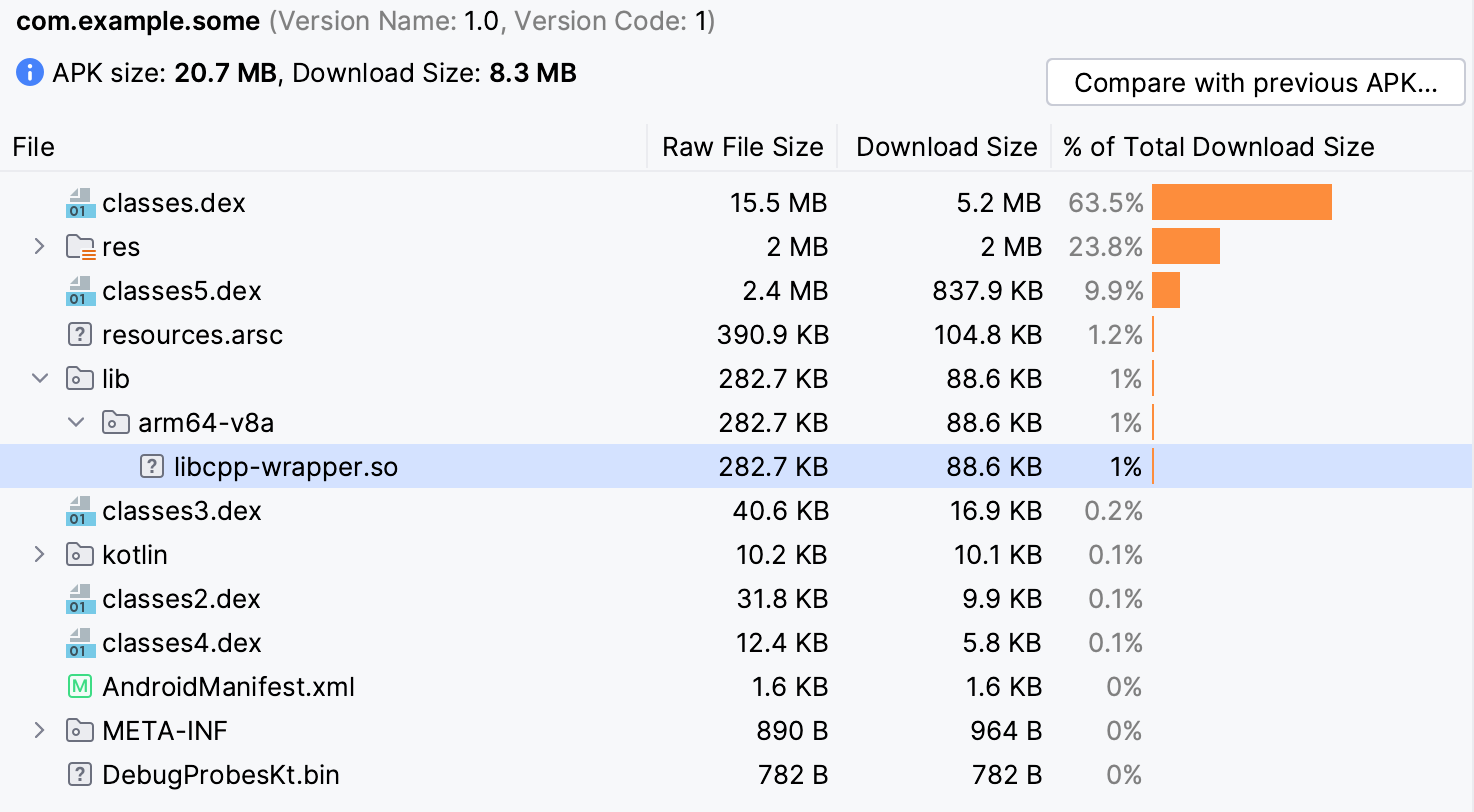 Android Studio, Analyze APK