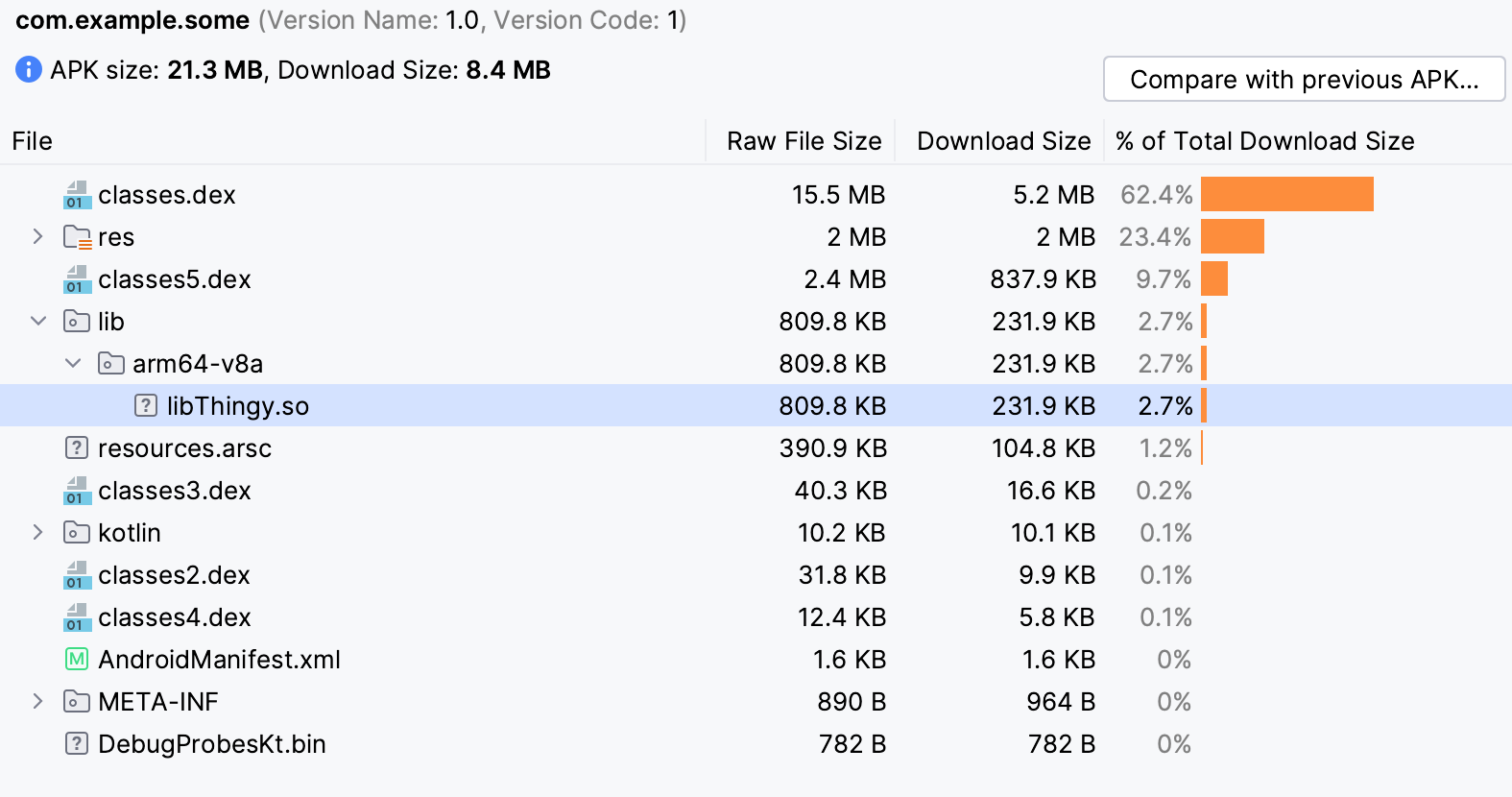 Android Studio, Analyze APK